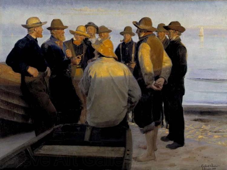Michael Ancher Fishermen by the Sea on a Summer Evening Spain oil painting art
